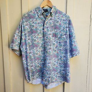 Paisley pastel short sleeve button up shirt